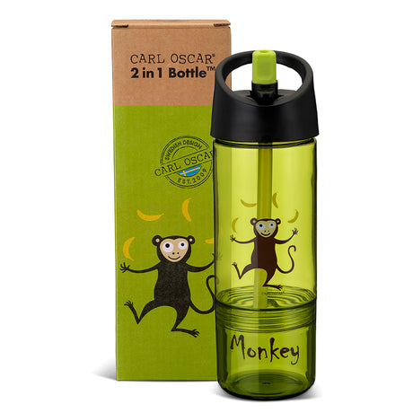 Kinder Trinkflasche Carl Oscar 2 in 1 mit Snackbehälter Grün