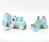 Holz Eisenbahn mit Steckformen Pastell Junge