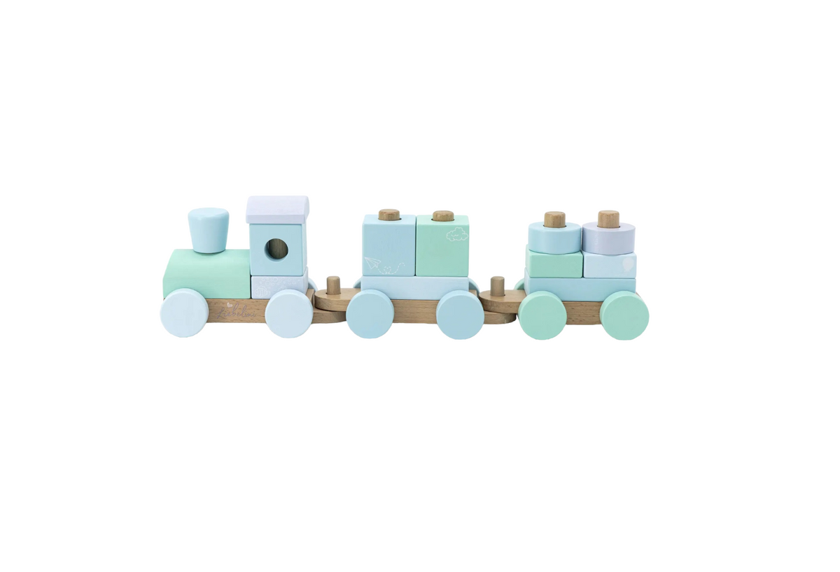 Holz Eisenbahn mit Steckformen Pastell Junge