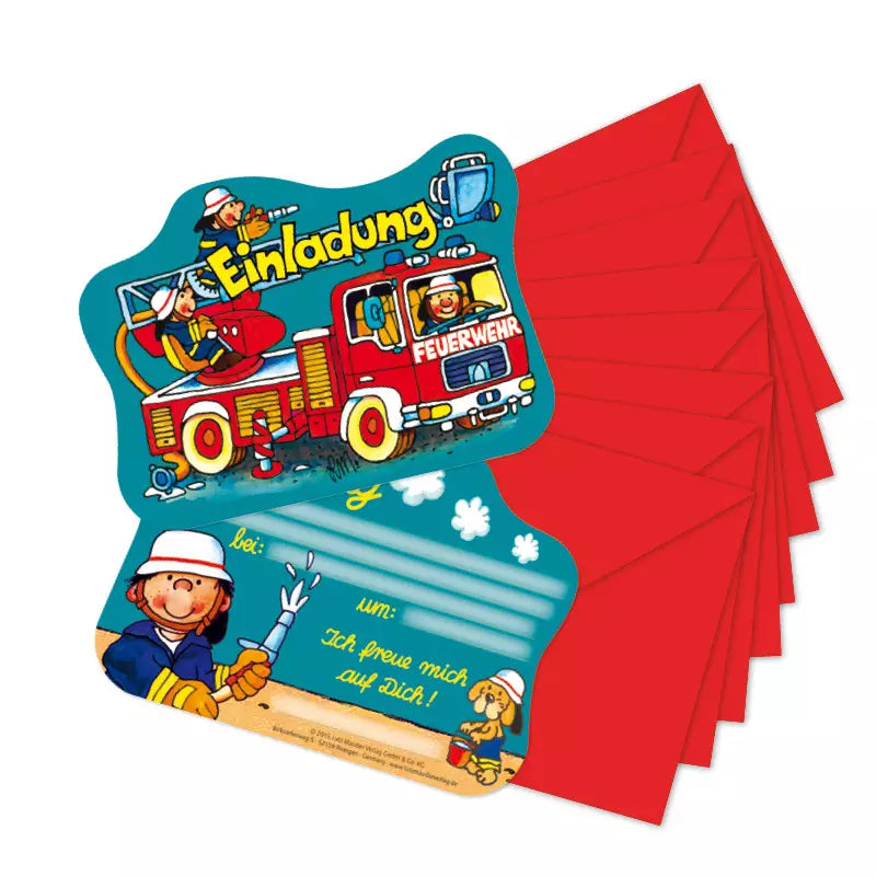 Einladungskarten Kindergeburtstag Feuerwehr