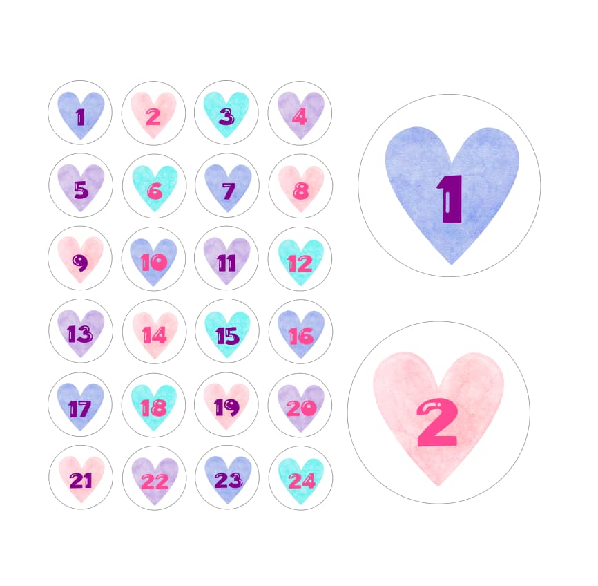 Adventskalender Zahlensticker Mix 19
