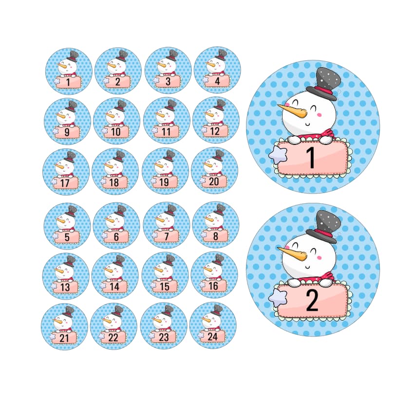 Adventskalender Zahlensticker Schneemann 12