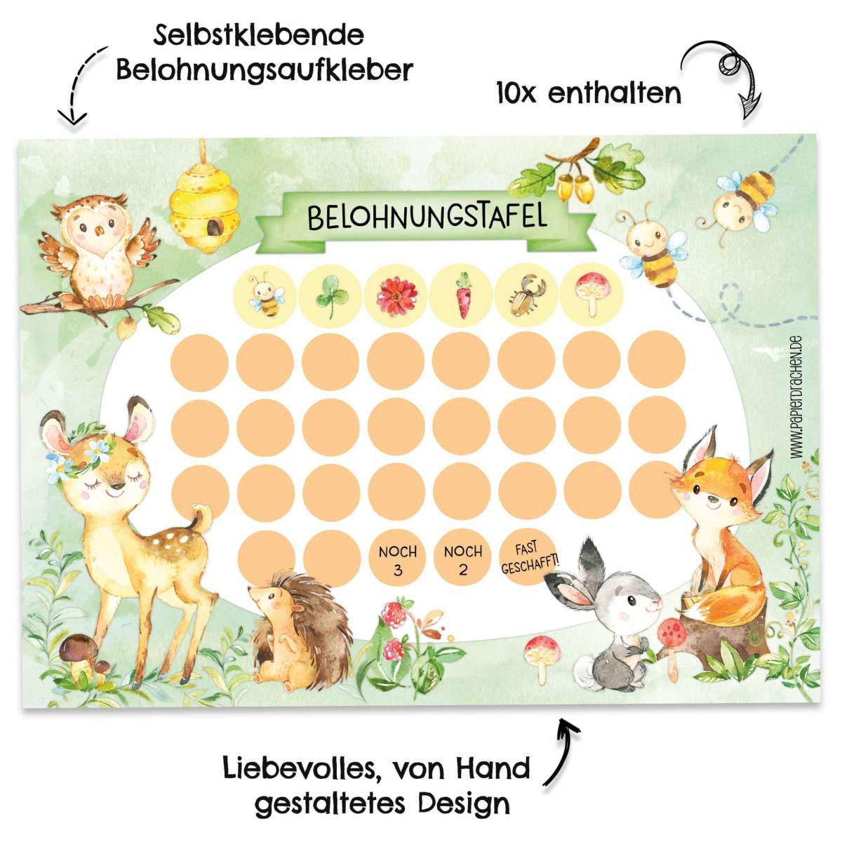 Belohnungstafel Waldtiere