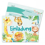 12 Einladungskarten Kindergeburtstag Tiere