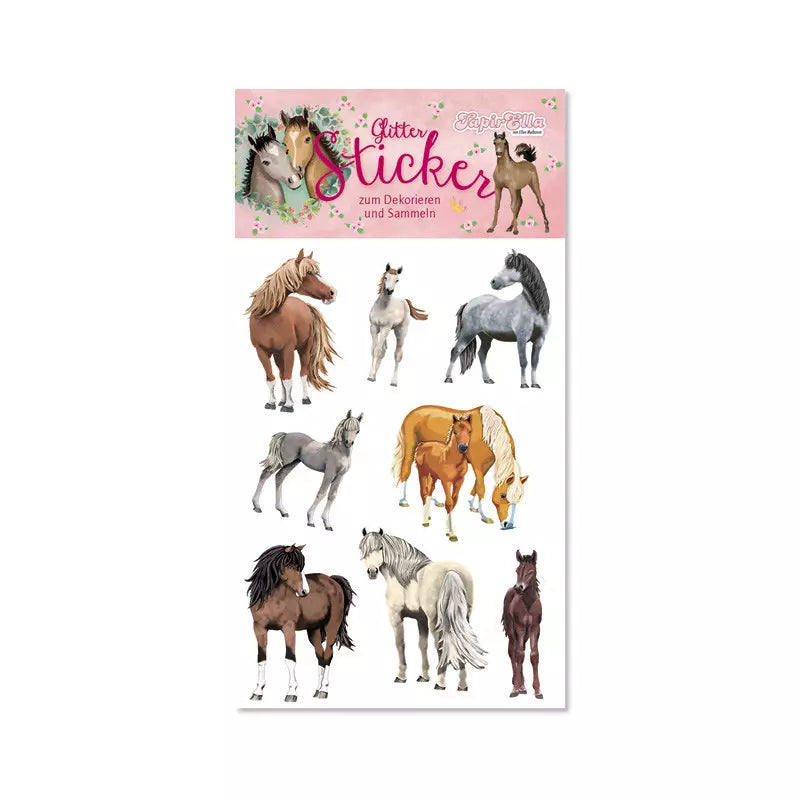 Glitzer Sticker Pferde rosa