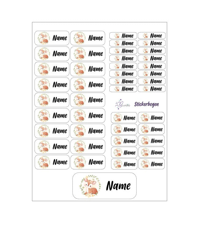 Baurelia Stickerset mit Name Reh 3