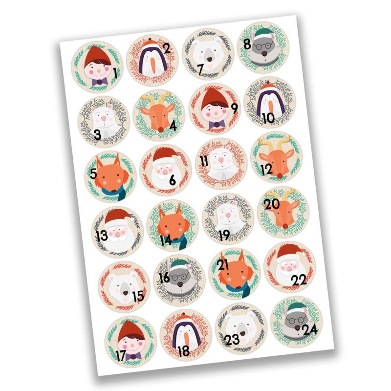 Adventskalender Zahlensticker Weihnachten