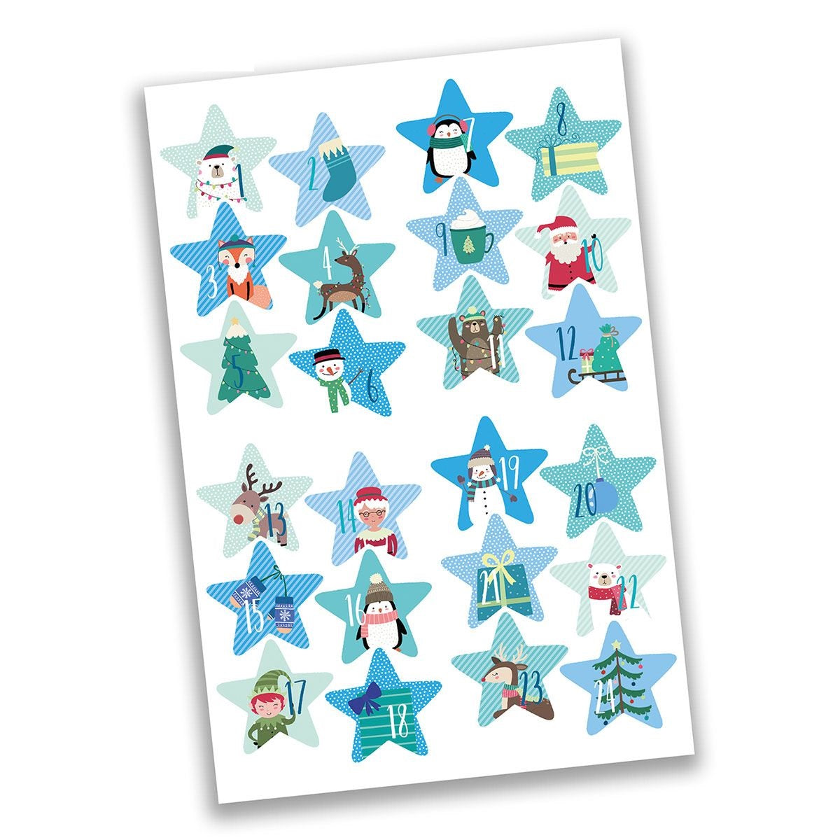 Adventskalender Zahlensticker Stern Weihnachten