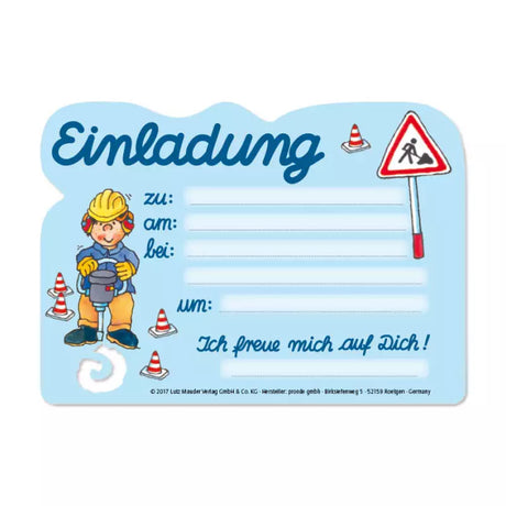 Einladungskarten Kindergeburtstag Baustelle