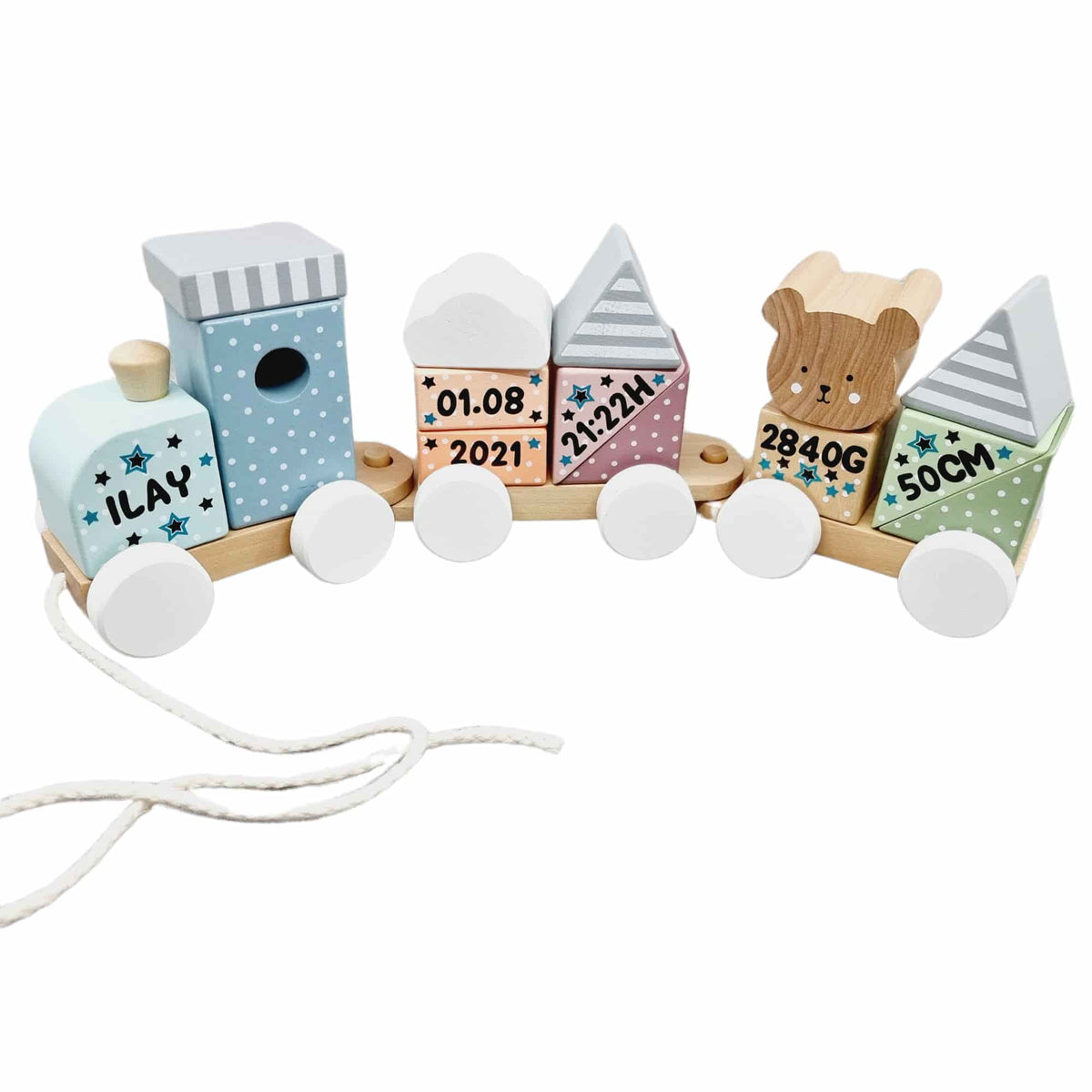 JABADABADO Holz Eisenbahn mit Steckformen Teddy