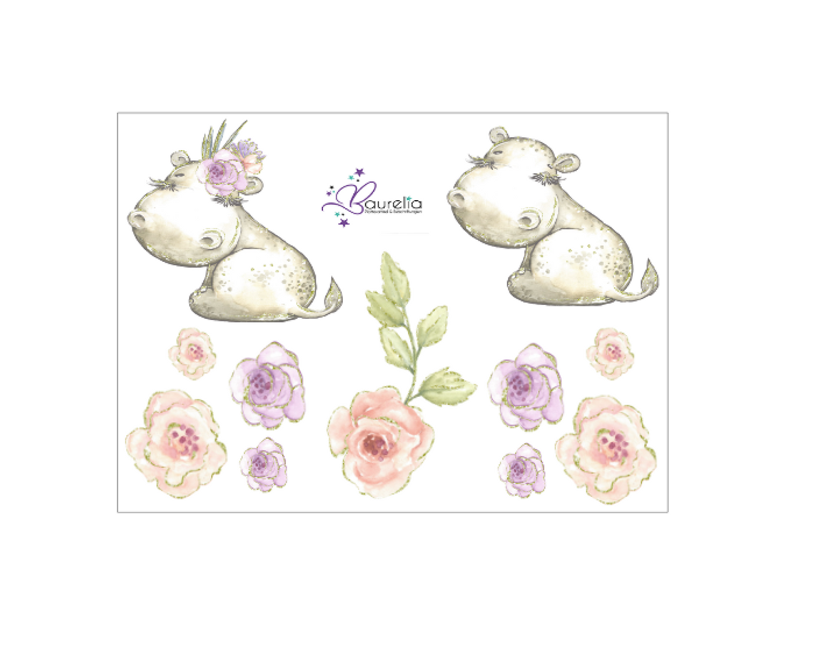 Stickerbogen Nilpferd 3