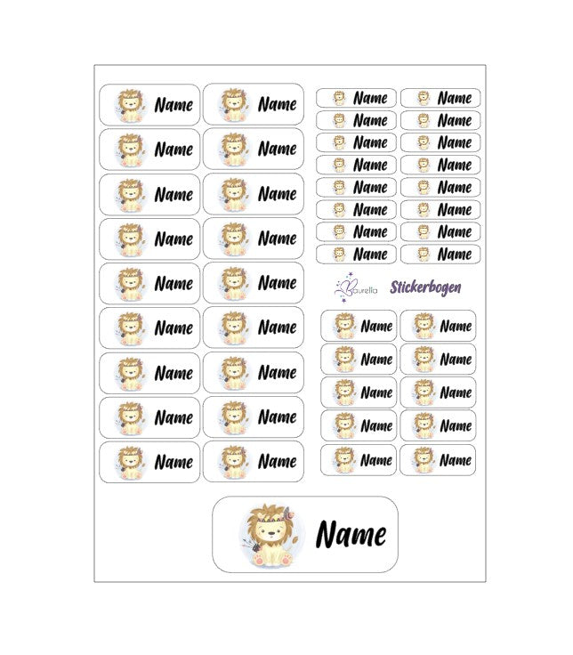 Baurelia Stickerset mit Name Löwe 4