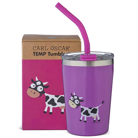 Kinder Thermbobecher Carl Oscar mit Strohhalm Pink