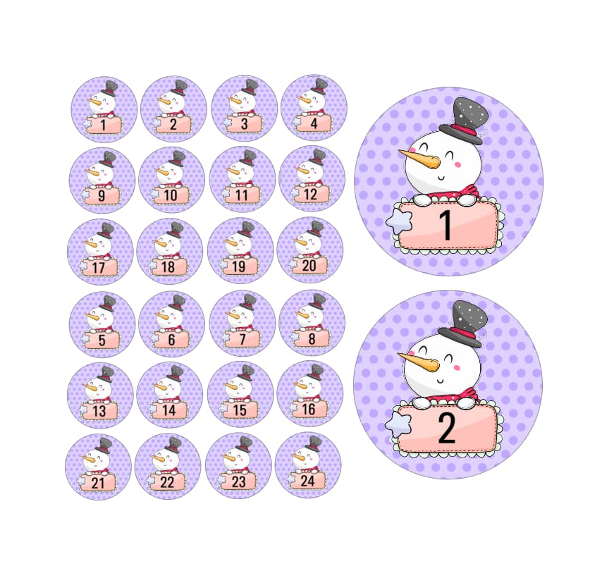 Adventskalender Zahlensticker Schneemann 11